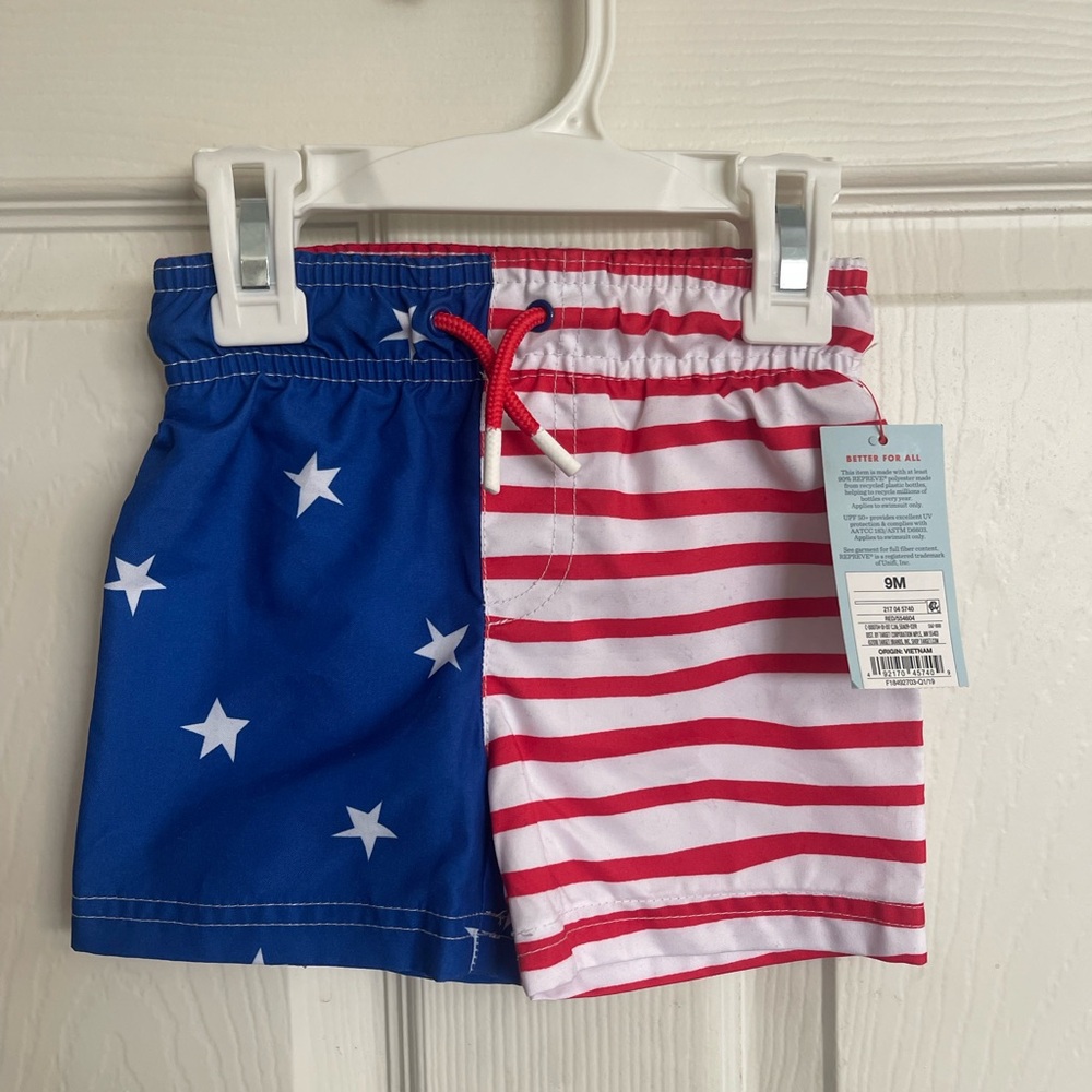 Cat & Jack Blue and Red Star Stripe Kids Shorts